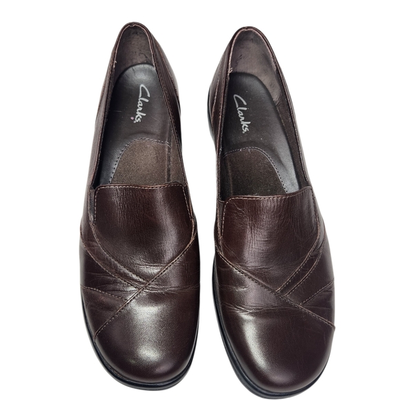 Clarks Women's 10M Brown Leather Slip-On Loafers Comfort Preppy Academia Casual - Picture 11 of 13